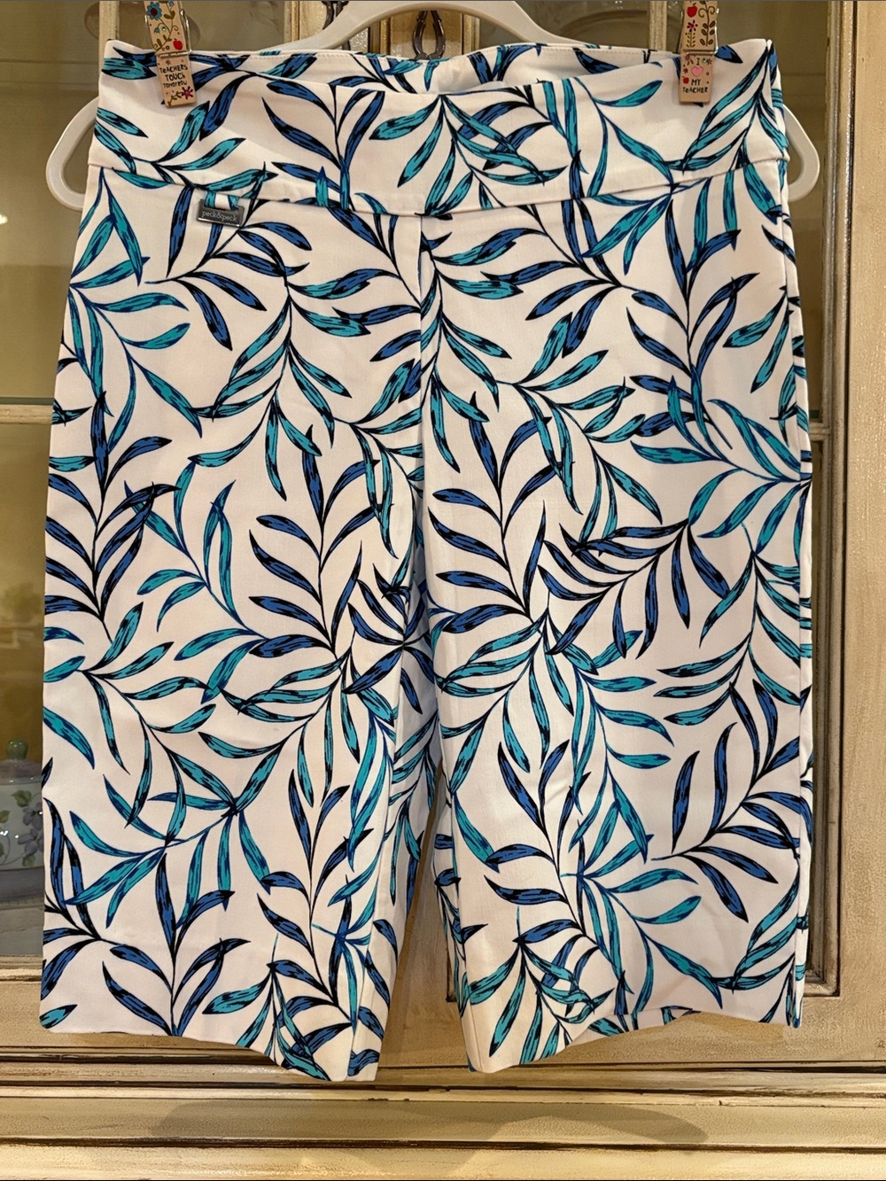 NWOT Bermuda Shorts with Tropical Leaf-Print